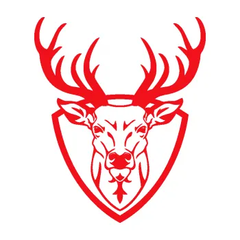 Samolepící dekorace SAMOLEPKA Jelen trofej 002 (10 - červená) NA AUTO, NÁLEPKA, FÓLIE, POLEP, TUNING, VLASTNÍ TEXT, TISK, AUTOSAMOLEPKY.cz, POLEPY, OBRÁZEK, LOGO, SAMOLEPKY