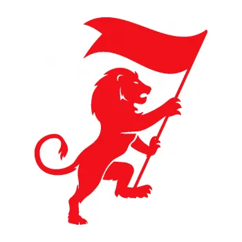 Samolepící dekorace SAMOLEPKA Lev heraldika 005 pravá s praporem (10 - červená) NA AUTO, NÁLEPKA, FÓLIE, POLEP, TUNING, VLASTNÍ TEXT, TISK, AUTOSAMOLEPKY.cz, POLEPY, OBRÁZEK, LOGO, SAMOLEPKY