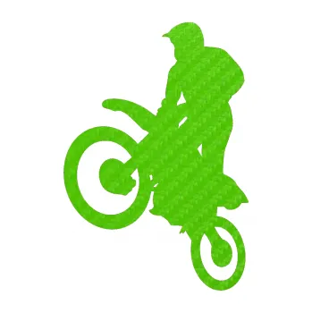 Samolepící dekorace Motorka 035 levá motokros (58 - 3D karbon zelený kawasaki) SAMOLEPKA NA AUTO, NÁLEPKA, FÓLIE, POLEP, TUNING, VLASTNÍ TEXT, TISK, AUTOSAMOLEPKY.cz, POLEPY, OBRÁZEK, LOGO, 3D STICKERS