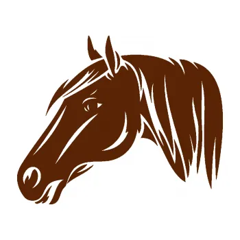 Samolepící dekorace Kůň 065 levá hlava s hřívou (15 - hnědá) SAMOLEPKA NA AUTO, NÁLEPKA, FÓLIE, POLEP, TUNING, VLASTNÍ TEXT, TISK, AUTOSAMOLEPKY.cz, POLEPY, OBRÁZEK, LOGO, 3D STICKERS