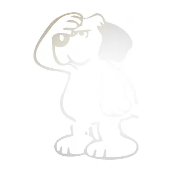 Polep vozidla SAMOLEPKA Pes 082 levá (82 - odrazková reflexní bílá) NA AUTO, NÁLEPKA, FÓLIE, POLEP, TUNING, VLASTNÍ TEXT, TISK, AUTOSAMOLEPKY.cz, POLEPY, OBRÁZEK, LOGO, SAMOLEPKY