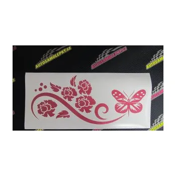 Samolepící dekorace SAMOLEPKA Květina dekor 015 pravá s motýlem (17 - šedá) NA AUTO, NÁLEPKA, FÓLIE, POLEP, TUNING, VLASTNÍ TEXT, TISK, AUTOSAMOLEPKY.cz, POLEPY, OBRÁZEK, LOGO, SAMOLEPKY