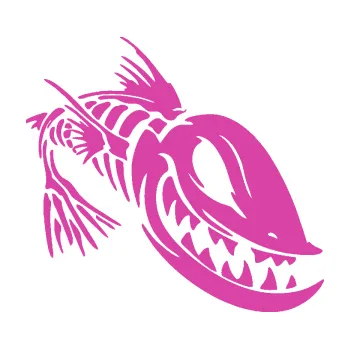 Samolepicí dekorace na vozidlo Ryba kostra 001 pravá (16 - růžová) SAMOLEPKA NA AUTO, NÁLEPKA, FÓLIE, POLEP, TUNING, VLASTNÍ TEXT, TISK, AUTOSAMOLEPKY.cz, POLEPY, OBRÁZEK, LOGO, 3D STICKERS