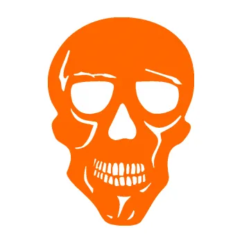 Samolepicí dekorace na vozidlo Lebka 040 pravá (73 - Fluorescentní oranžová) SAMOLEPKA NA AUTO, NÁLEPKA, FÓLIE, POLEP, TUNING, VLASTNÍ TEXT, TISK, AUTOSAMOLEPKY.cz, POLEPY, OBRÁZEK, LOGO, 3D STICKERS
