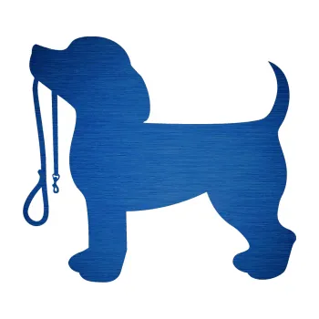 Samolepicí dekorace na vozidlo Pes 063 levá štěnátko s vodítkem (65 - škrábaný kov modrý) SAMOLEPKA NA AUTO, NÁLEPKA, FÓLIE, POLEP, TUNING, VLASTNÍ TEXT, TISK, AUTOSAMOLEPKY.cz, POLEPY, OBRÁZEK, LOGO, 3D STICKERS