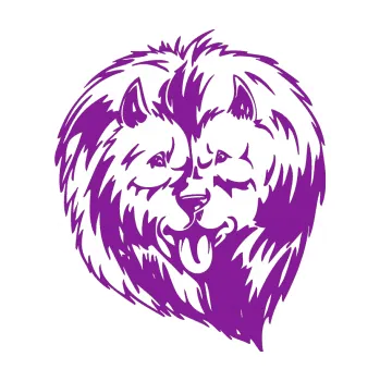 Polep vozidla SAMOLEPKA Pes 030 levá Čau čau (14 - fialová) NA AUTO, NÁLEPKA, FÓLIE, POLEP, TUNING, VLASTNÍ TEXT, TISK, AUTOSAMOLEPKY.cz, POLEPY, OBRÁZEK, LOGO, SAMOLEPKY