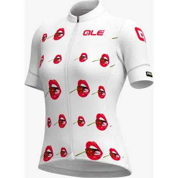 cyklistický dres ALÉ Cyklistický dres s krátkým rukávem - SMILE LADY - bílá 2XL
