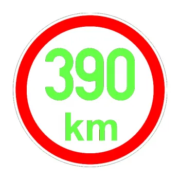samolepka Maximální rychlost 390km - nejvyšší konstrukční rychlost (71 - Fluorescentní zelená) SAMOLEPKA NA AUTO, NÁLEPKA, FÓLIE, POLEP, TUNING, VLASTNÍ TEXT, TISK, AUTOSAMOLEPKY.cz, POLEPY, OBRÁZEK, LOGO, 3D STICKERS