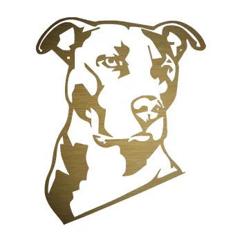 Polep vozidla Pes 054 pravá Pitbull (64 - škrábaný kov zlatý) SAMOLEPKA NA AUTO, NÁLEPKA, FÓLIE, POLEP, TUNING, VLASTNÍ TEXT, TISK, AUTOSAMOLEPKY.cz, POLEPY, OBRÁZEK, LOGO, 3D STICKERS