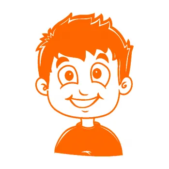 Samolepicí dekorace na vozidlo Dítě v autě 065 levá kluk (73 - Fluorescentní oranžová) SAMOLEPKA NA AUTO, NÁLEPKA, FÓLIE, POLEP, TUNING, VLASTNÍ TEXT, TISK, AUTOSAMOLEPKY.cz, POLEPY, OBRÁZEK, LOGO, 3D STICKERS