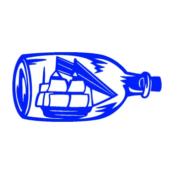 Samolepící dekorace Loď v láhvi 001 pravá (19 - modrá dynamic) SAMOLEPKA NA AUTO, NÁLEPKA, FÓLIE, POLEP, TUNING, VLASTNÍ TEXT, TISK, AUTOSAMOLEPKY.cz, POLEPY, OBRÁZEK, LOGO, 3D STICKERS