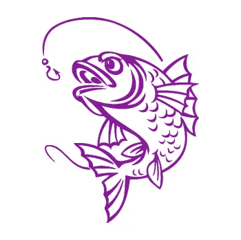 Polep vozidla SAMOLEPKA Ryba s návnadou 005 levá (14 - fialová) NA AUTO, NÁLEPKA, FÓLIE, POLEP, TUNING, VLASTNÍ TEXT, TISK, AUTOSAMOLEPKY.cz, POLEPY, OBRÁZEK, LOGO, SAMOLEPKY