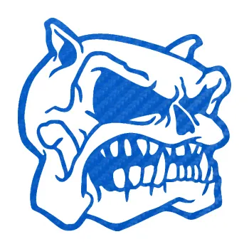 Samolepicí dekorace na vozidlo Pitbull lebka pravá (57 - 3D karbon modrý) SAMOLEPKA NA AUTO, NÁLEPKA, FÓLIE, POLEP, TUNING, VLASTNÍ TEXT, TISK, AUTOSAMOLEPKY.cz, POLEPY, OBRÁZEK, LOGO, 3D STICKERS