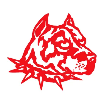 Polep vozidla SAMOLEPKA Pitbull hlava 006 pravá (10 - červená) NA AUTO, NÁLEPKA, FÓLIE, POLEP, TUNING, VLASTNÍ TEXT, TISK, AUTOSAMOLEPKY.cz, POLEPY, OBRÁZEK, LOGO, SAMOLEPKY