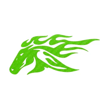 Samolepící dekorace SAMOLEPKA Kůň 022 levá hlava s plameny (58 - 3D karbon zelený kawasaki) NA AUTO, NÁLEPKA, FÓLIE, POLEP, TUNING, VLASTNÍ TEXT, TISK, AUTOSAMOLEPKY.cz, POLEPY, OBRÁZEK, LOGO, SAMOLEPKY