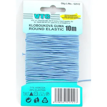 Textilní guma Klobouková guma 10m na kartě sv. modrá