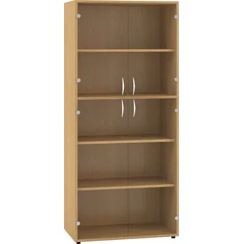 Policová skříň Skříň 3M/2M Dveře sklo/Dveře sklo - 800 x 458 x 1780, Divoká hruška