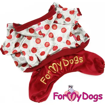 Obleček pro psa FOR MY DOGS Obleček pro psy i fenky – overal RED DOTS Velikost: 16/L