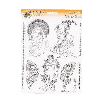 Textura Tanda Stamps Art Nouveau Girls Set 1