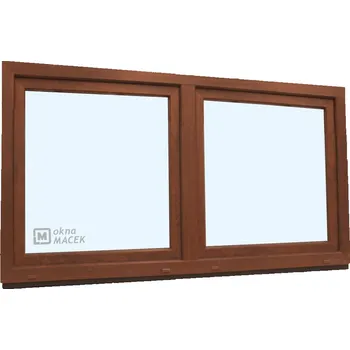 Okno Plastové okno - KNIPPING 70 AD, 2100x900 mm, O/OS sloupek, ořech Sklo: čiré, Barva, imitace: ořech/bílá (jednostranně) + příslušenství a montážní materiál zdarma