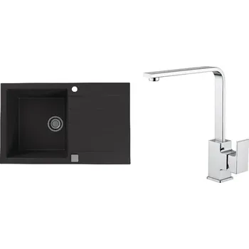 Granitový dřez Set Alveus (dřez Cadit 20 Black 91 + baterie Reno Chrom) SETA20026