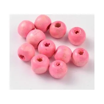 Dětské navlékací korálky Dřevěné korálky světle růžové 8mm 20g