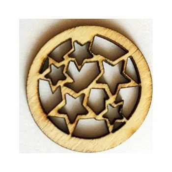 Dětské navlékací korálky Dřevěný výřez hvězdy v kruhu 30x30mm