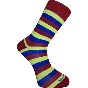 Pánské ponožky BX-STRIPY RED bambusové ponožky BAMBOX 39-42 vínová / limetka / modrá