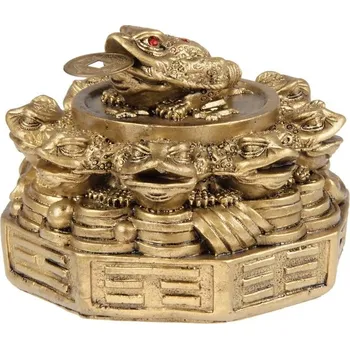 Soška Žába resin třínohá s mincí 8 cm pakua