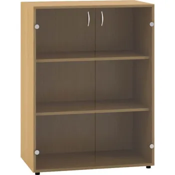 Policová skříň Skříň 3M Dveře sklo - 800 x 458 x 1063, Ořech
