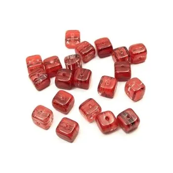 Dětské navlékací korálky Skleněný korálek - kostička (20 ks)