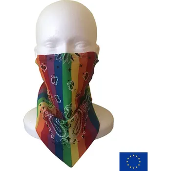 Šátek Lung Dragon Duhový paisley NANO Bandana šátek s vyměnitelným filtrem z českého nanovlákna