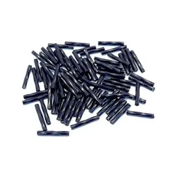 Dětské navlékací korálky Preciosa tyčinky černé kroucené 15 mm