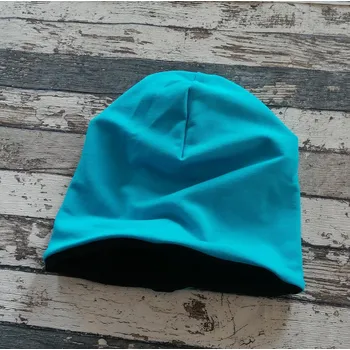 Kojenecká čepice Yháček Šmoulí čepička Yháček, oboustranná, černá/tyrkys Velikost:: M