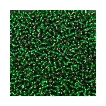 Dětské navlékací korálky Rokajl Preciosa 1. jakost 11/0 tmavě zelený průtah č. 177
