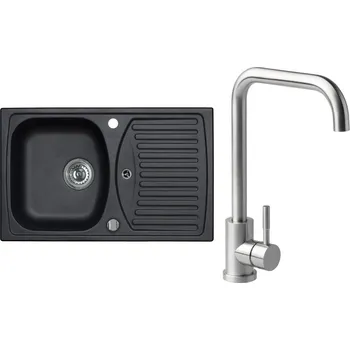 Set Alveus (dřez Record 30 Black 91 + baterie Angle Kartáčovaná ocel) SETA20093