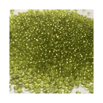 Dětské navlékací korálky Rokajl 10/0 žlutozelená s průtahem