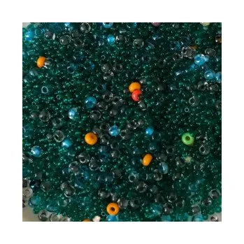 Dětské navlékací korálky Rokajl 12/0 -9/0 tmavozelená s příměsí