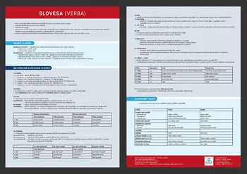 Český jazyk Přehledová tabulka učiva: Slovesa - Veronika Štroblová (2020, lamino) 
