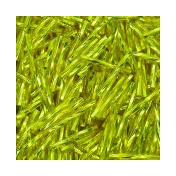 Dětské navlékací korálky Preciosa tyčinky zelenožluté kroucené 25 mm