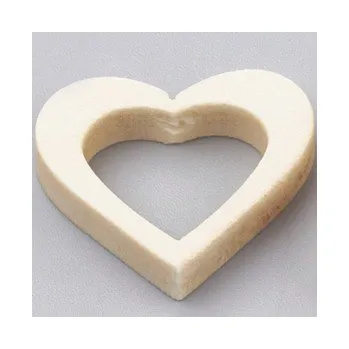 Dětské navlékací korálky Dřevěný výřez srdce obrys 20x20mm