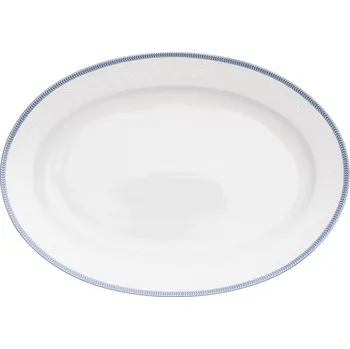 Thun 1794 Mísa oválná, český porcelán, 36 cm, bílá krajka, modrý lem, Thun