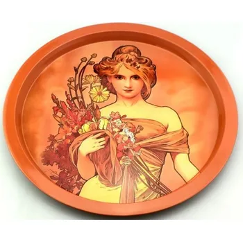 Plechový tác v dekoru A. MUCHA - 32 cm