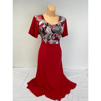 Dámské šaty damské šaty, Barva Červená, Velikost XXXL 54, Materiál 98% Polyester 2% Lycra