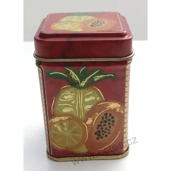 Dóza na potraviny SUNNY FRUIT plechová dóza na čaj 7422 tropické ovoce se zlatým metalickým efektem