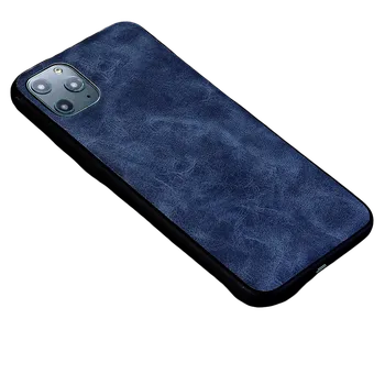 Pouzdro na mobilní telefon Silikonový kryt s koženými zády iPhone 12/12 pro Barva: Tmavě modrá