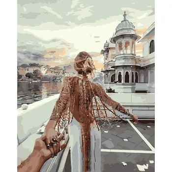 Malování podle čísel s rámem "Zamilovaný pár" 50x40cm