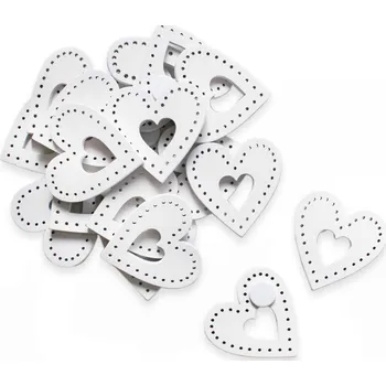 Zahradní dekorace Srdce přízdoba dřevo 18ks/2cm bílá (521320)