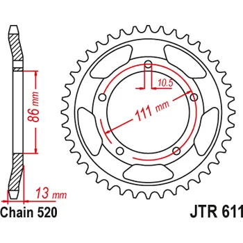 Řetězová sada pro motocykl Jt sprockets JTR 611-43 Gilera
