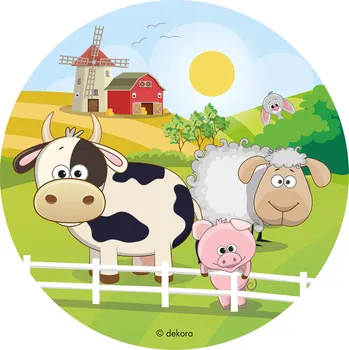 Jedlá dekorace na dort Dekora Jedlý papír na dort zvířátka na farmě 20 cm